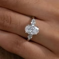 thumbnail image 3 of Dash Jewel 14K White Gold Plated 2.1 Ct Diamond Engagement Ring - Oval Cut Simple Three Stone Design for Women - Stunning Choice for Your Special Day - Make Every Moment Sparkle with Elegance, 3 of 3