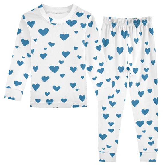 Pajama Blue Heart Cute Comfortable Cotton Two-piece Pajama Set