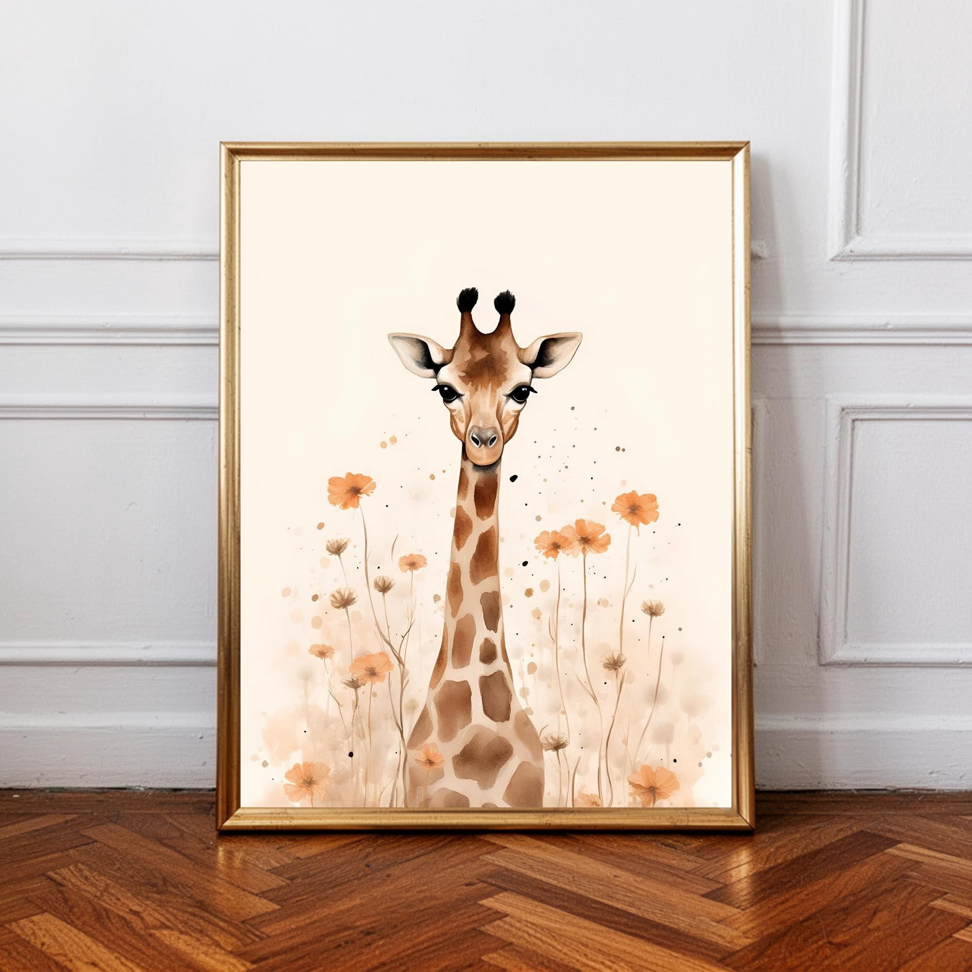 Baby Giraffe Wall Art Print, Safari Nursery Decor Poster, Neutral Boho Animal Print, Baby Room Wall Decor, Kids Bedroom Gift Idea, children, Poster Only