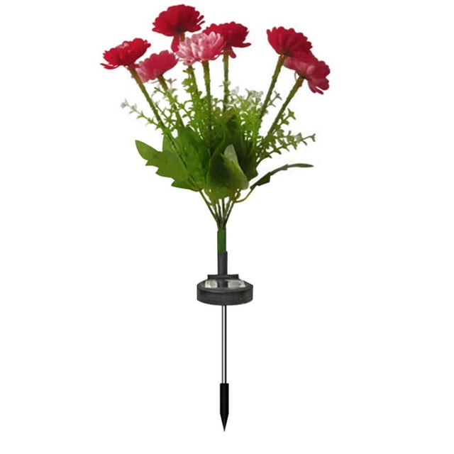 Rbaofujie Solar Lights Solar Powered Peony Flower Lamp Led Simulation 7-Head Silk Peony Flower Ground Insertion Lamp Courtyard Decoration Lamp Outdoor Solar Lights
