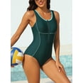 thumbnail image 4 of Charmo Women Athletic One Piece Swimsuit Zipper Racerback Bathing Suit Swimwear, 4 of 6