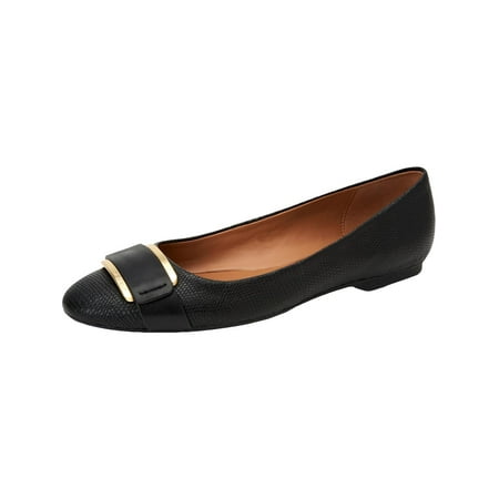 UPC 191712672323 product image for Calvin Klein Womens Oneta Leather Embossed Ballet Flats Black 6 Medium (B M) | upcitemdb.com