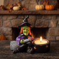 thumbnail image 6 of Witch Halloween Decorations with Candle Holder, Spooky Halloween Table Decor for Halloween Party, Purple Halloween Decor for Home Centerpiece, 6 of 6