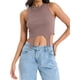 thumbnail image 1 of VISgogo - Camiseta sin mangas con cuello redondo para mujer, sin mangas, color sólido, ajustada, sin mangas, camisola con hebillas en la parte inferior de verano VISgogo moda, 1 of 6