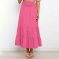 thumbnail image 6 of Womens Skirt Summer Solid Color Pleated Elastic Waist Casual Skirt Hot Pink L, 6 of 6