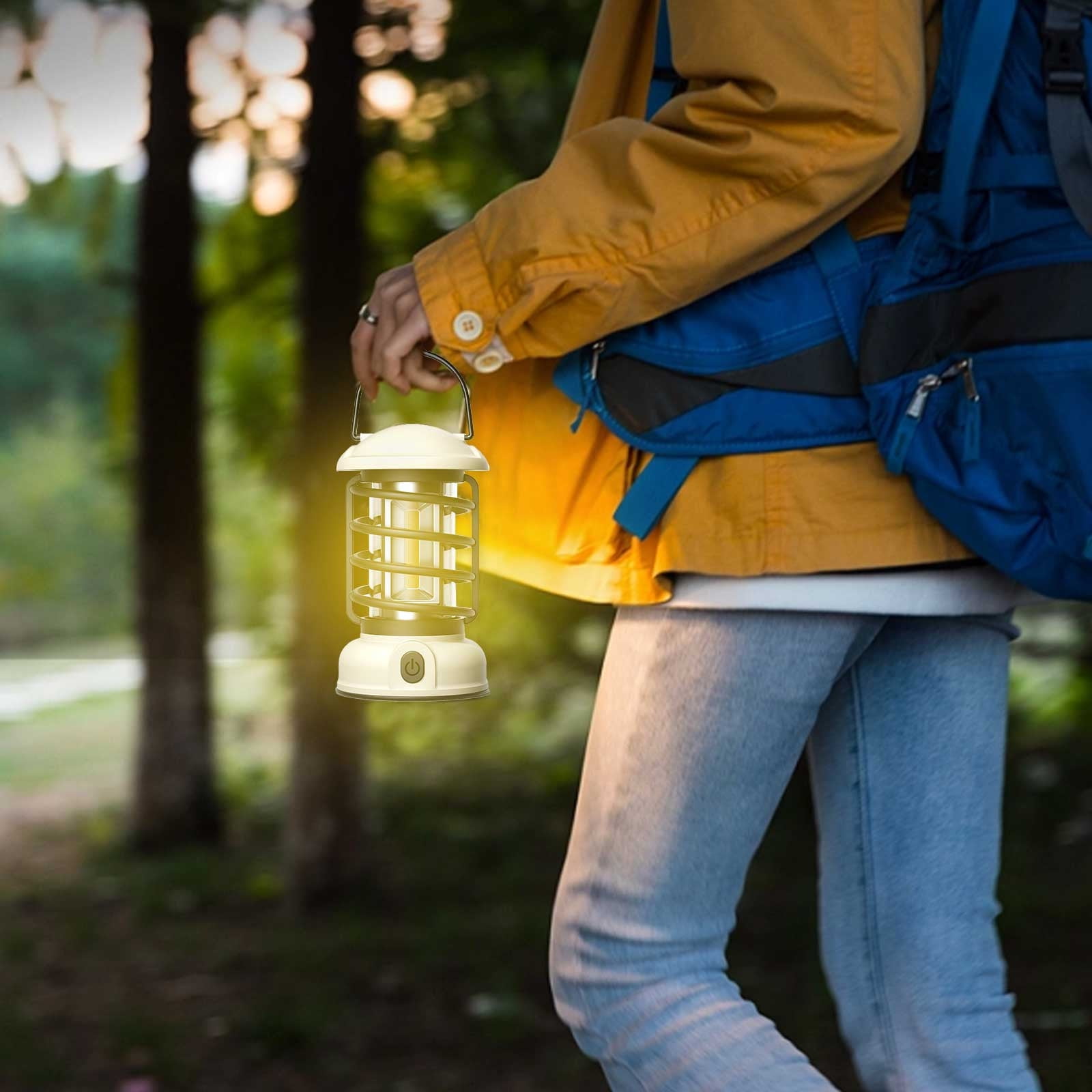 Shldybc New Portable Retro Camping Lamp, USB Rechargeable Camping Lantern, Hanging Dimmable Led Tent Lantern, Water Proof Lightweight Camping Light for Courtyard Outdoor, Summer Savings Clearance