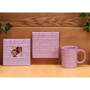 5 Inch "Laugh" Themed Frame/Plaque/Mug, 3 Piece Gift Set - Purple