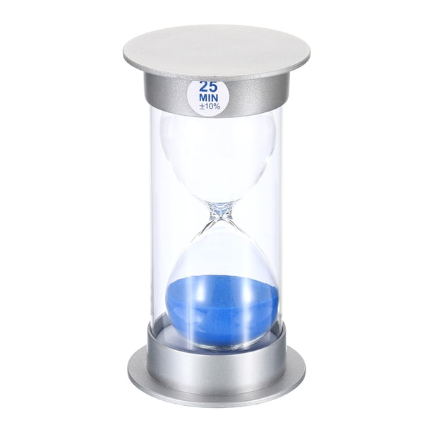 Temporizador de arena de 25 minutos Uxcell, reloj de arena, cuenta regresiva de vidrio de arena, arenas azules
