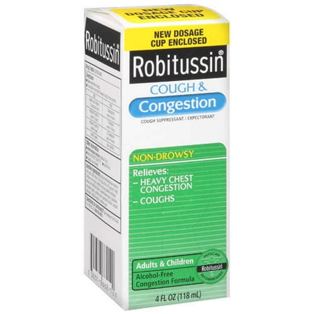 Robitussin Cough & Congestion Suppressant & Expectorant Non-Drowsy Liquid, 4 Oz.