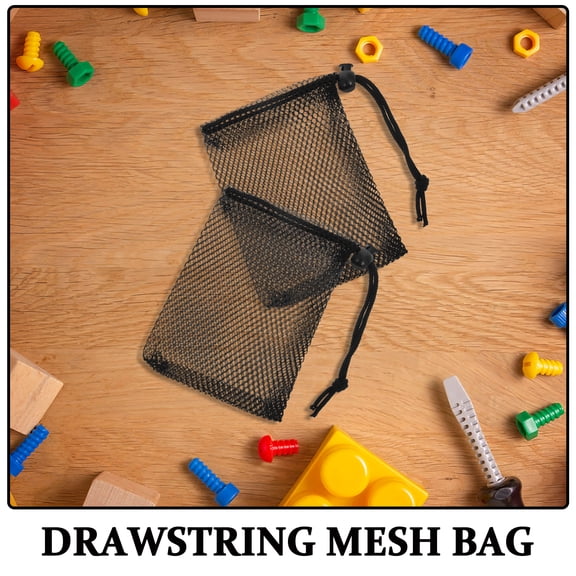 unbranded 10 Pcs Mesh Storage Bag Drawstring Small Bags Multifunctional Travel Black