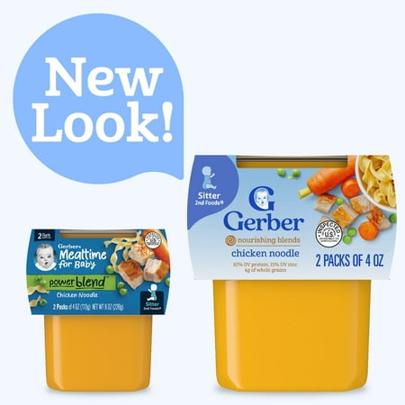 Gerber powerblend 2nd Foods Baby Foods, Chicken Noodle, 4 oz Tubs