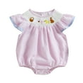 thumbnail image 4 of Toddler Girl Easter Outfits Short Sleeve Bunny Embroidered Bodysuit Romper Summer Clothes Outfits for 12-18 Months Girl, 4 of 4