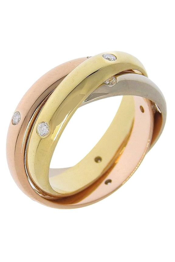 Pre-Owned Cartier Trinity Ring, Size 8, 15 Diamonds, 18K Gold (YG x PG WG) Approx. 9.1g,...