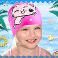 thumbnail image 4 of 3 Pieces Kids Silicone Swim Caps Waterproof Bathing Caps Baby Swimming Cap Cartoon Toddler Swim Hats for Short and Long Hair Children Boys Girls, 4 of 4
