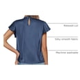 thumbnail image 4 of Blusa Mujer PRETTYGARDEN Manga Corta con Volantes Satinada Gris Azul M, 4 of 6