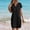 Black, variant on ClodeEU Women's V Neck Short Sleeve Button Down Shirt Dress, Solid Color Casual Dress Beige,Women's Plus L