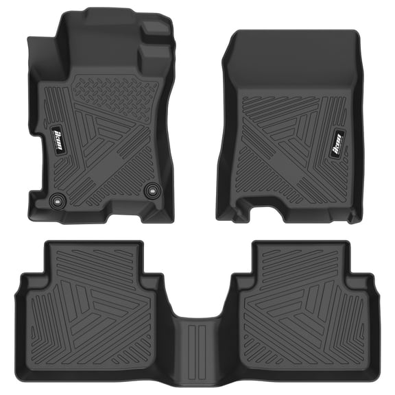 Ikon Motorsports 3D Molded TPE Floor Mats Fits 2008-2012 Honda Accord Sedan 4DR, IKON Style Black Waterproof Non-Slip Floor Liners, Front 2nd Row 3PCS