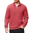 thumbnail image 2 of Mohiass Mens Sweatshirts No Hood Quarter Zip Long Sleeve Pullover Shirts Stand Collar Lightweight Comfy Sweatshirt with Pocket Watermelon Red 3XL, 2 of 5
