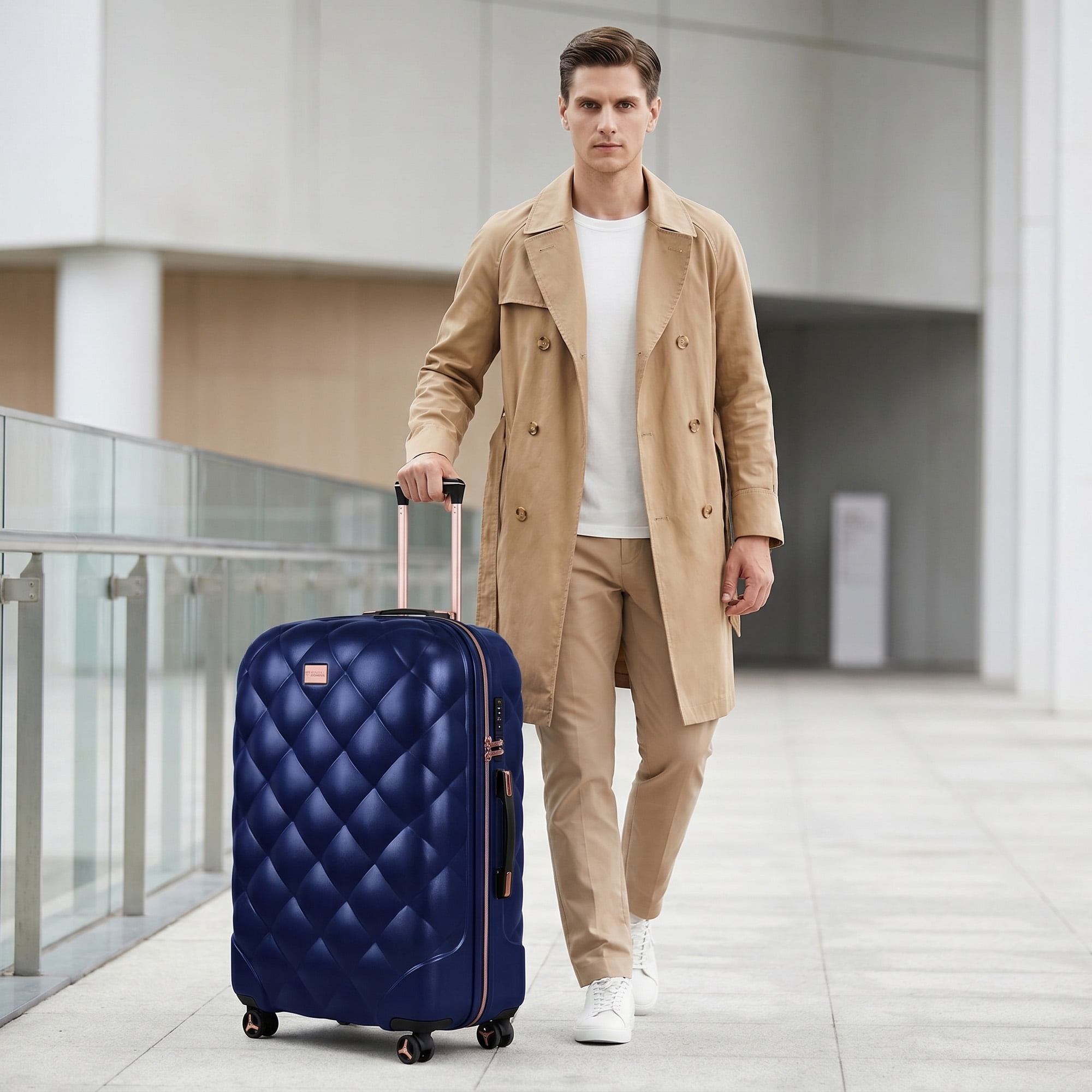 29" Large Checked Luggage Hardside Expandable Suitcase with Spinner Wheels & TSA Lock, Lightweight Rolling Luggage for Travel,Navy, WD8810
