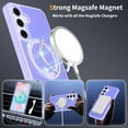 thumbnail image 5 of Magnetic for Samsung Galaxy S25 Case, Shock-Absorbent Anti-Fingerprint Matte Protective Back Cover with Ring Kickstand, Anti-Scratch PC+TPU Non-Slip Slim Wireless Charging Case, Lightpurple, 5 of 6