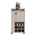 thumbnail image 2 of Newboti Furniture Bar cart cabinet, with 6 built-in bottle racks, 1 interior shelve, 2 side shelves, 4-wheel, 1 space with wood door to store glasses, cups, coffee or snacks, Light gray 43908, 2 of 5