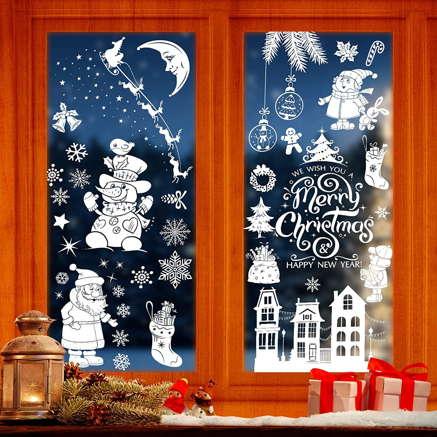 114 Pcs Snowflake Window Stickers Removable Static Window Stickers