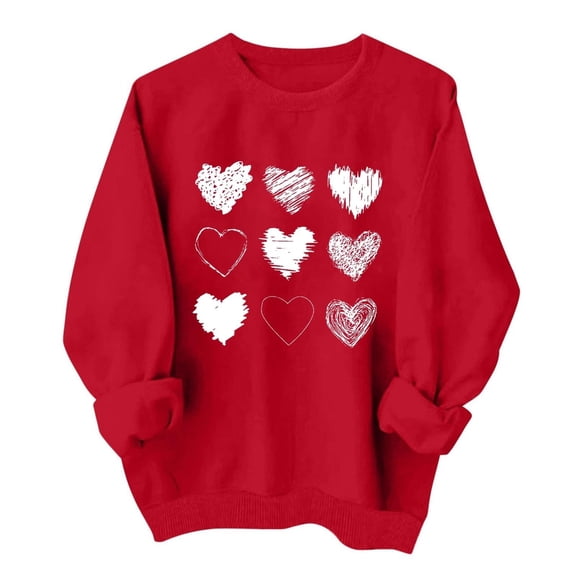 Bmisegm Girls Sweatshirt Valentine's Day Letters Printed Long Sleeve Crew Neck Pullover Hoodie Cute Tops for Kids Children,Red_003,6-7 Years