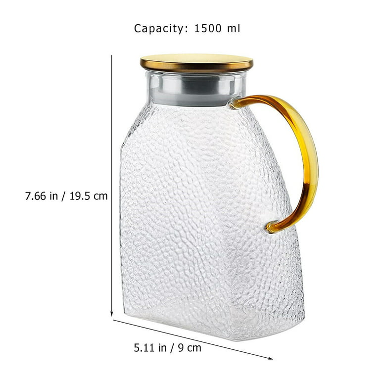 DUJUST Glass Pitcher with Lid & Spout (68 oz), Elegant Diamond Design Water  Pitcher with Handle, High Durability Glass Jug for Fridge, Glass Carafe
