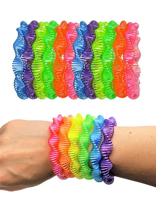 Hillban 300 Pcs Neon Friendship Bracelets Bulk for Kids Jelly Bracelets 80's Party Favors Gift Adjustable Paracord Bracelets Rope Woven Neon