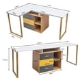 thumbnail image 3 of Escritorio Doble Costway para 2 Personas con 3 Cajones y 2 Niveles Mesa en L 220 x 55 x 76,5 cm, 3 of 10