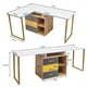 thumbnail image 3 of Escritorio Doble Costway para 2 Personas con 3 Cajones y 2 Niveles Mesa en L 220 x 55 x 76,5 cm, 3 of 10