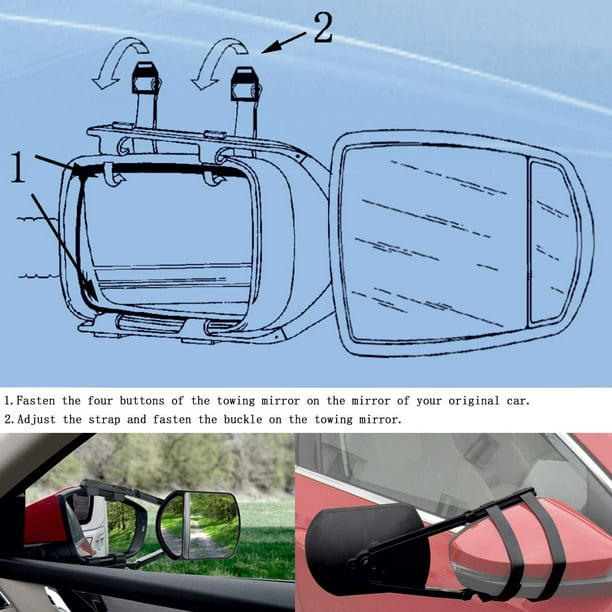 Car Towing Mirror Adjustable Dual Extension Mirrors Long Arm