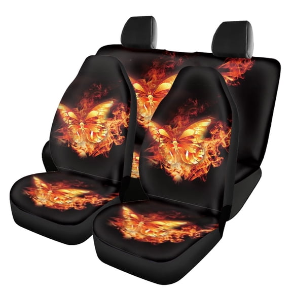 FUIALDOLG Fire Butterfly Print Car Seat Covers Full Set Car Seat Covers Set Durable 3 PCS Car Accessories Set Fit for most Cars Trucks