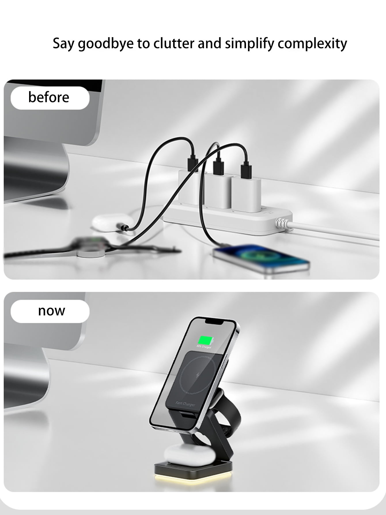 AKKHOO 3-in-1 15W Magnetic Portable Wireless Charger Power Bank for iPhone, Apple Watch and AirPods – Fast Charging On the Go