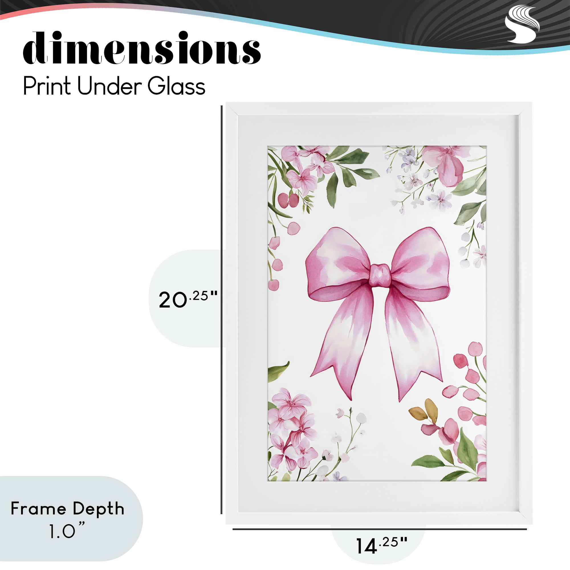 Stupell Industries Whimsical Floral Bow Pink White Framed Print Under Glass, design by Creative Studio