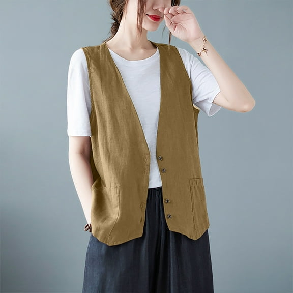 Women's Fashion Sleeveless Outerwear Vest Lightweight Casual Layering Piece for Everyday Wear
