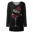 thumbnail image 4 of Honeeladyy Sales Christmas Holiday Blouse for Women's Loose Tunic Tops Glasses Printed Shirts Long Sleeve Casual V-Neck Pullover, 4 of 5