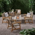 thumbnail image 2 of Christopher Knight Home Augusta Outdoor Acacia Wood and Wicker 6 Seater Chat Set with Fire Pit by  Gray/LightGray/MixedMocha/NaturalFinish, 2 of 5