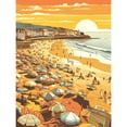 thumbnail image 1 of Summer Sunset at Busy Sandy Promenade Beach Large Wall Art Poster Print Thick Paper 18X24 Inch, 1 of 5