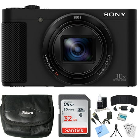 Sony Cyber-shot HX80 Compact Digital Camera 32GB Memory Card Bundle includes Camera, Card, Reader, Wallet, Case, HDMI Cable, Mini Tripod, Screen Protectors, Cleaning Kit, Beach Camera Cloth and