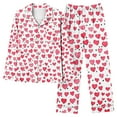 thumbnail image 7 of Riecok Pajama Sets for Women Valentine's Day Long Sleeve Button down Shirts and Pants Heart Print Cozy Soft Sleepwear, 7 of 7