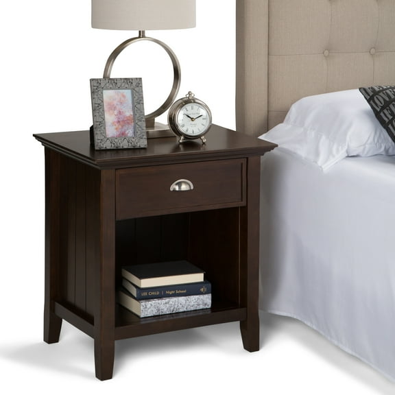 WyndenHall Normandy SOLID WOOD 24 inch Wide Bedside Nightstand Table Brunette Brown Stained,Wood Finish