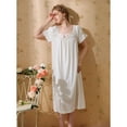 thumbnail image 5 of Defitshape Women's Victorian Nightgown Cotton Short Sleeve Long Sleep Dress Loungewear Princess Square Neck Pjs Soft Summer Sleepwear Lace Frilly Hem Ruffle Loungewear White Small, 5 of 5