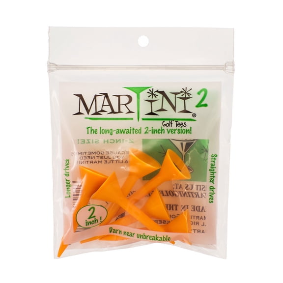 Martini 2" Golf Tees, Mixed Colors, 5 Pack