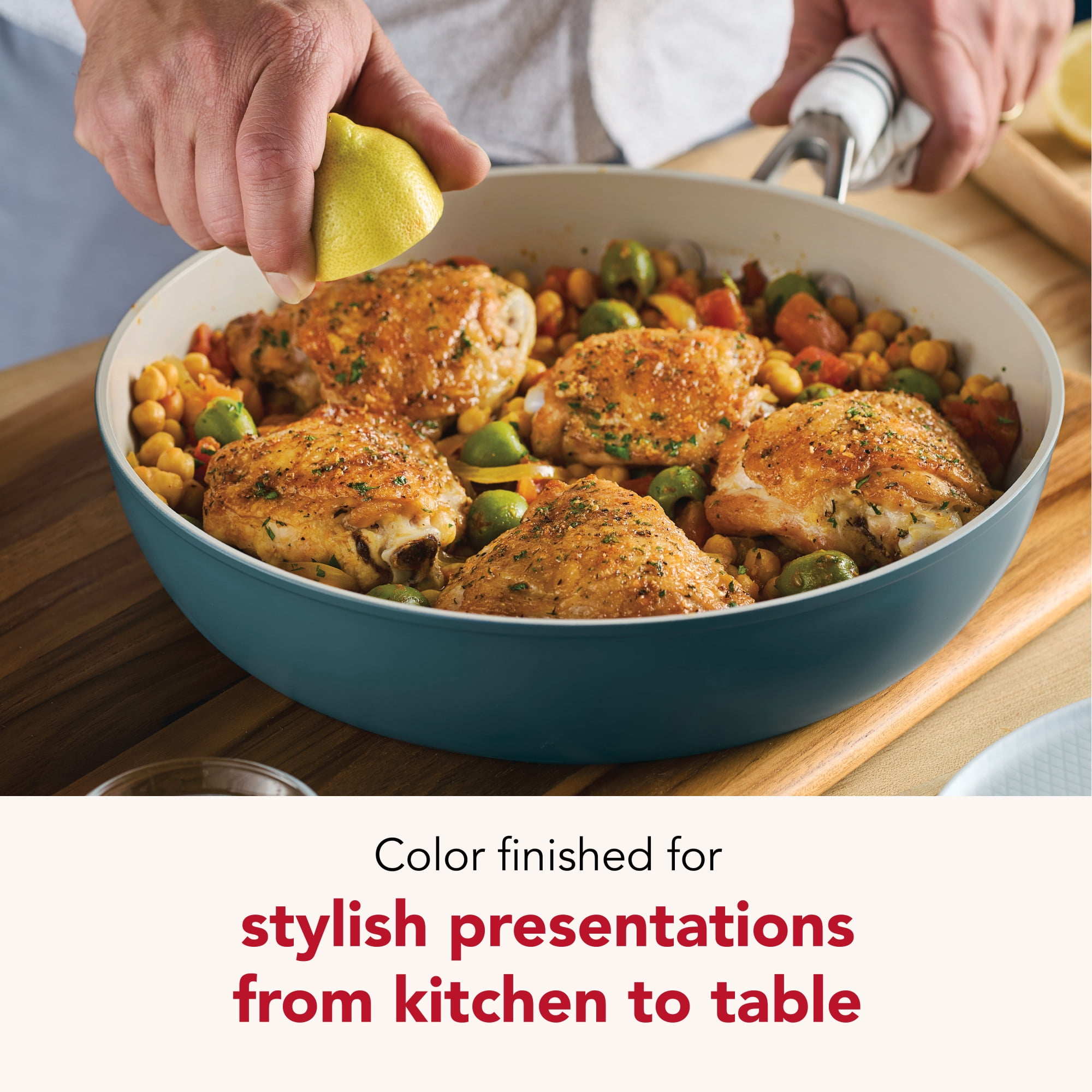 KitchenAid Hard-Anodized 12.25 Inch Ceramic Induction Skillet with Lid, Dishwasher Safe and Oven Safe to 500°F, Agave Blue