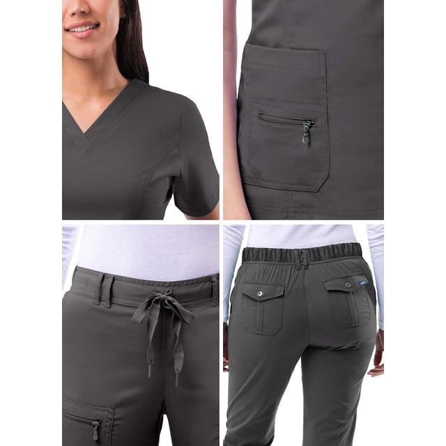 Adar Uniforms Women's Scrub Set - Enhanced V-Neck Top/Multi Pocket Pants