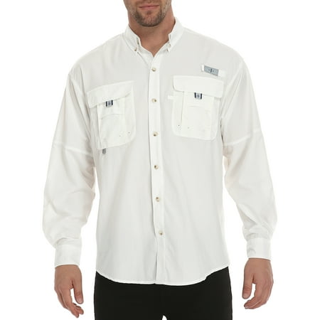LRD Men s UPF 30 Long Sleeve Button Down Fishing Shirts White 3XL