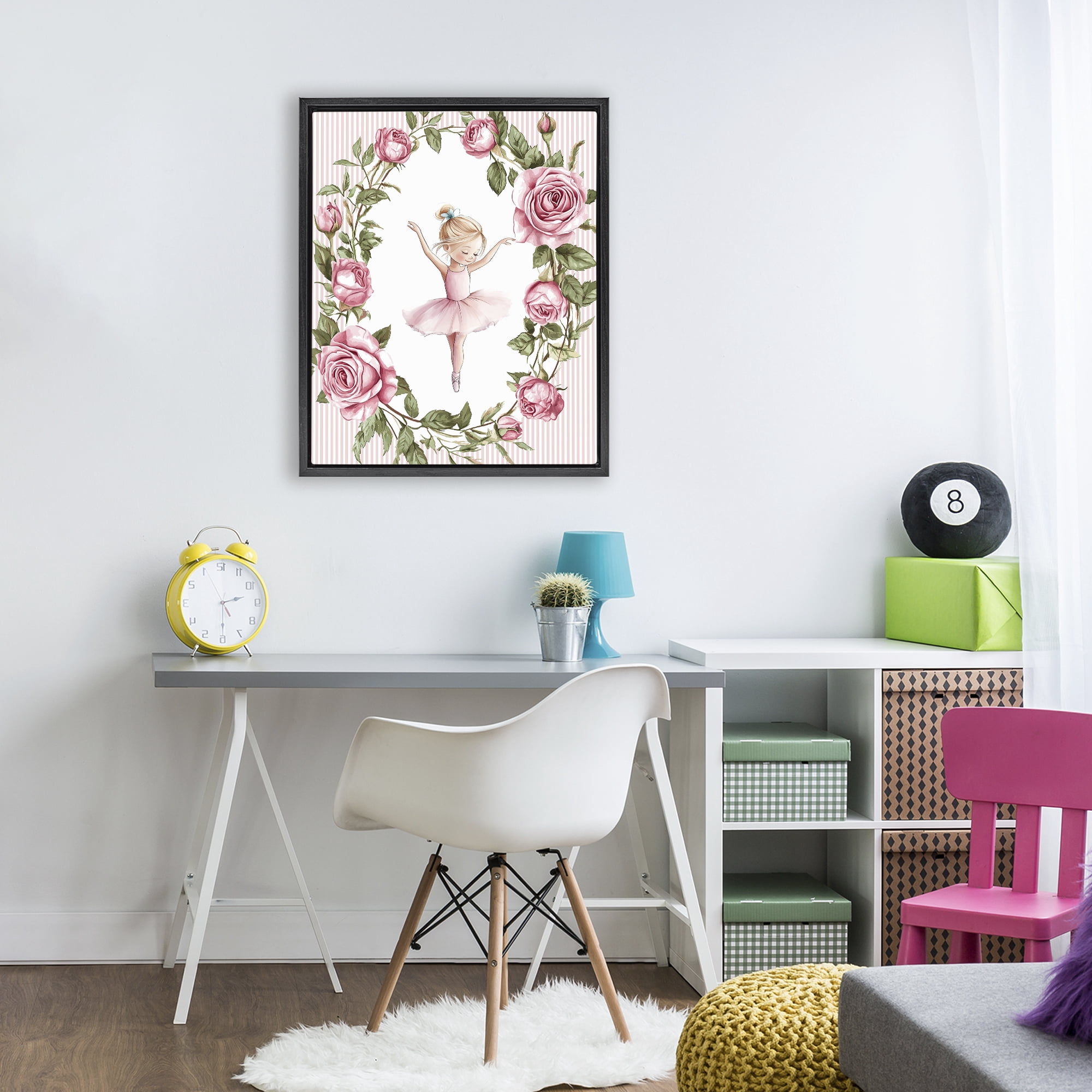 Stupell Industries Little Rose Dance Black Framed Floater Canvas Wall Art, design by Christine Simpson Art
