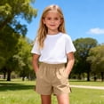 thumbnail image 6 of CYRBOKO Girls Shorts, Elastic Waist Running Casual 2026 Kids Summer SHORTS Khaki Size 8-9 T, 6 of 9
