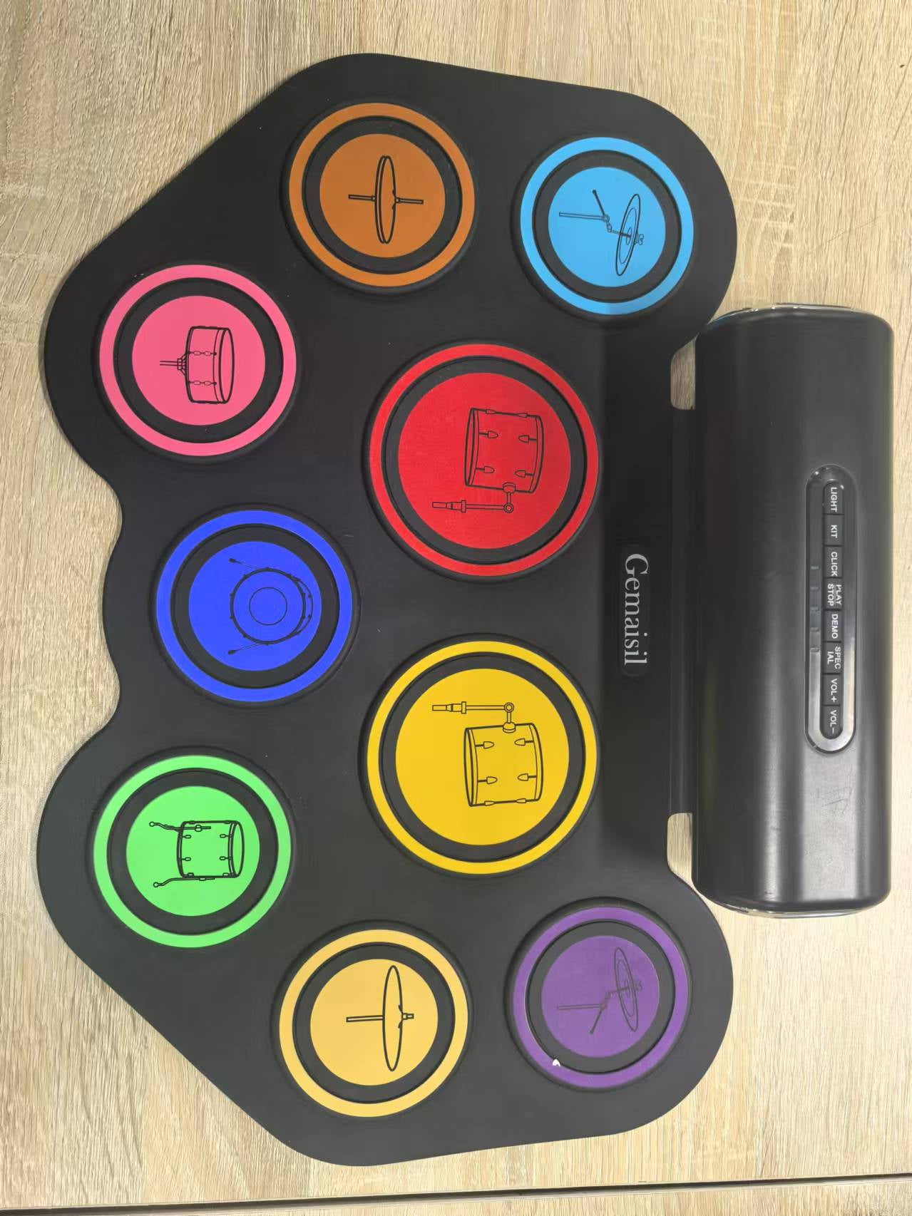 Gemaisil Drum Set, 9 Pads Roll-up Drum Practice Pad, Portable Drum Pad Machine Built-in Speaker with Headphone Jack, Great Christmas & Birthday Gift for Kids
